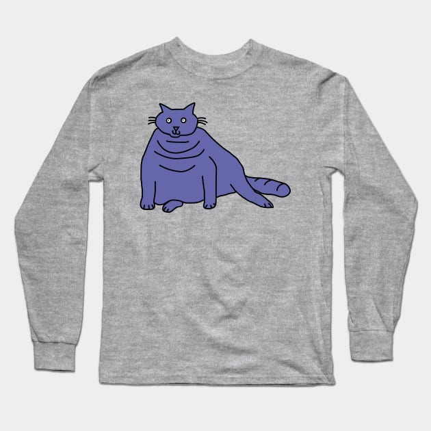 Very Peri Periwinkle Blue Chonk Cat Color of the Year 2022 Long Sleeve T-Shirt by ellenhenryart